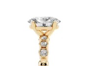 Oval Beaded Solitaire Engagement Ring Setting | Bezel Accents | Yellow Gold