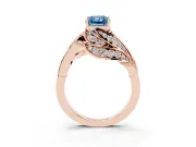 Radiant Cut Bypass Hidden Halo Engagement Ring Setting for a Fancy Blue Lab-Grown Diamond | Graduated Pavé | Rose Gold