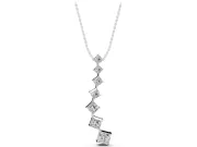 Princess Cut Lab-Grown Diamond Graduated Curve Drop Necklace | Set on Point | Sterling Silver