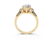 Heart-Shaped Hidden Halo Three Stone Engagement Ring Setting | Pave Gallery | Yellow Gold