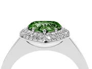 Fancy Green Heart Cut Diamond Halo Engagement Ring Set in Silver with Solitaire Band and Prong Setting