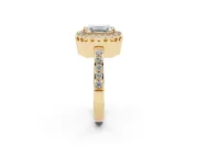 Emerald Cut Vintage Milgrain Halo Engagement Ring Setting | Pierced Gallery | Yellow Gold