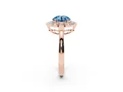 Round Scalloped Cluster Halo Engagement Ring Setting for a Fancy Blue Lab-Grown Diamond | Plain Band | Rose Gold