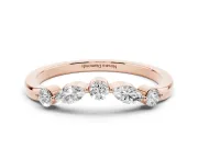 Round and Marquise Lab-Grown Diamond Alternating Curved Wedding Band | Prong Set | Rose Gold