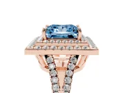 Princess Cut Halo Engagement Ring Setting for a Fancy Blue Lab-Grown Diamond | Rose Gold - Design NV-24799