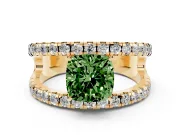 Cushion Cut Pavé Engagement Ring Setting for a Fancy Green Lab-Grown Diamond | Yellow Gold - Design NV-24679