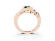 Fancy Green Radiant Cut Diamond Bezel Bypass Ring Set in Rose gold with Round Accents