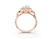 Oval Vintage Filigree Halo Engagement Ring Setting | Scroll Shoulders | Rose Gold