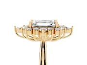 Emerald Cut Cluster Halo Engagement Ring Setting | Yellow Gold