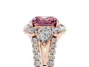 Asscher Cut Scalloped Halo Engagement Ring Setting for a Fancy Pink Lab-Grown Diamond | Pear Side Stones | Rose Gold