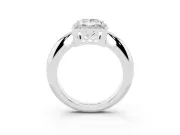 Princess Cut Diamond Halo Engagement Ring Set in Platinum with Plain Split Shank and Prong Setting