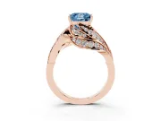 Princess Cut Bypass Hidden Halo Engagement Ring Setting for a Fancy Blue Lab-Grown Diamond | Graduated Pavé | Rose Gold