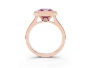Asscher Cut Vintage Milgrain Halo Engagement Ring Setting for a Fancy Pink Lab-Grown Diamond | Bezel Head | Rose Gold