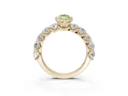 Marquise Side Stone Engagement Ring Setting for a Fancy Yellow Lab-Grown Diamond | Scalloped Prong Accents | Yellow Gold