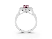 Emerald Cut Milgrain Cluster Halo Engagement Ring Setting for a Fancy Pink Lab-Grown Diamond | Plain Band | Platinum