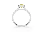 Fancy Yellow Bezel Set Pear Cut Diamond Solitaire Ring Set in Platinum with Tapered Band