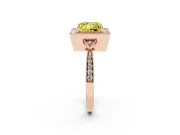 Fancy Yellow Princess Cut Diamond Halo Engagement Ring Set in Rose gold with Milgrain Pavé Band
