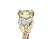 Princess Cut Three Stone Engagement Ring Setting for a Fancy Yellow Lab-Grown Diamond | Tapered Pave Band | Yellow Gold