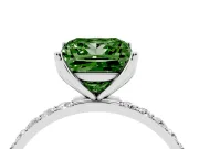 Princess Cut Pave Engagement Ring Setting for a Fancy Green Lab-Grown Diamond | Slim Band | Platinum
