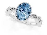 Oval Milgrain Bezel Engagement Ring Setting for a Fancy Blue Lab-Grown Diamond | White Gold