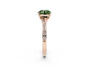 Round Pave Solitaire Engagement Ring Setting for a Fancy Green Lab-Grown Diamond | Sweeping Shoulders | Rose Gold