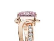 Radiant Cut Bypass Solitaire Engagement Ring Setting for a Fancy Pink Lab-Grown Diamond | Pavé Strands | Rose Gold