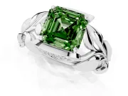 Asscher Cut Leaf Bypass Engagement Ring Setting for a Fancy Green Lab-Grown Diamond | Platinum