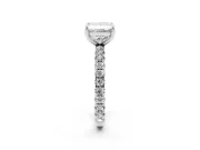 Princess Cut Diamond Pavé Solitaire Ring Set in Platinum with Round Band and Prong Setting