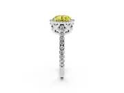 Round Pave Halo Engagement Ring Setting for a Fancy Yellow Lab-Grown Diamond | White Gold