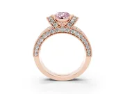 Pear-Shaped Vintage Pave Engagement Ring Setting for a Fancy Pink Lab-Grown Diamond | Milgrain Edges | Rose Gold