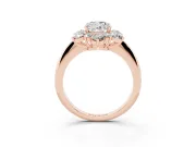Cushion Cut Cluster Halo Engagement Ring Setting | Two-Size Accents | Rose Gold