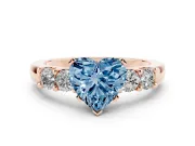 Heart-Shaped Five Stone Engagement Ring Setting for a Fancy Blue Lab-Grown Diamond | Rose Gold