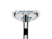 Emerald Cut Claw Corner Halo Engagement Ring Setting for a Fancy Blue Lab-Grown Diamond | Plain Band | Sterling Silver