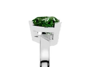 Fancy Green Heart Cut Diamond Solitaire Ring Set in Silver with Prong Head and Smooth Polished Band