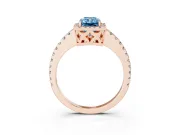 Radiant Cut Pave Halo Engagement Ring Setting for a Fancy Blue Lab-Grown Diamond | Rose Gold