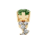 Marquise Scattered Accent Engagement Ring Setting for a Fancy Green Lab-Grown Diamond | Yellow Gold