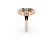 Fancy Green Marquise Cut Diamond Milgrain Halo Ring Set in Rose gold with Split Shank