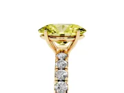 Oval Pave Solitaire Engagement Ring Setting for a Fancy Yellow Lab-Grown Diamond | Shared Prong Band | Yellow Gold
