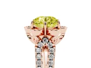 Round Floral Halo Engagement Ring Setting for a Fancy Yellow Lab-Grown Diamond | Pavé Split Shank | Rose Gold