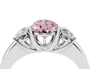 Pear-Shaped Three Stone Engagement Ring Setting for a Fancy Pink Lab-Grown Diamond | Matching Side Stones | Platinum