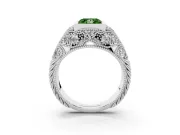 Fancy Green Princess Cut Diamond Bezel Ring Set in Platinum with Milgrain Accent Band