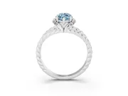 Fancy Blue Marquise Cut Diamond Halo Ring Set in White gold with Twisted Band and Prong Setting