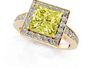 Princess Cut Framed Halo Engagement Ring Setting for a Fancy Yellow Lab-Grown Diamond | Yellow Gold