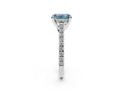 Emerald Cut Hidden Halo Pave Engagement Ring Setting for a Fancy Blue Lab-Grown Diamond | Claw Prongs | Platinum