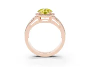 Round Halo Engagement Ring Setting for a Fancy Yellow Lab-Grown Diamond | Split Shank | Rose Gold