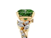 Radiant Cut Floral Engagement Ring Setting for a Fancy Green Lab-Grown Diamond | Marquise Side Stones | Yellow Gold