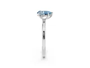 Fancy Blue Pear Cut Diamond Solitaire Ring Set in Silver with Thin Band and Prong Setting
