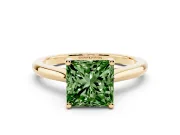 Princess Cut Cathedral Engagement Ring Setting for a Fancy Green Lab-Grown Diamond | Yellow Gold