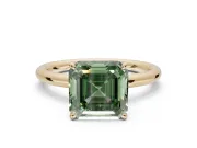 Asscher Cut Hidden Halo Ring Setting for a Fancy Green Lab-Grown Diamond | Yellow Gold