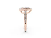 Pear Cut Diamond Halo Pavé Engagement Ring Set in Rose gold with Bezel Setting